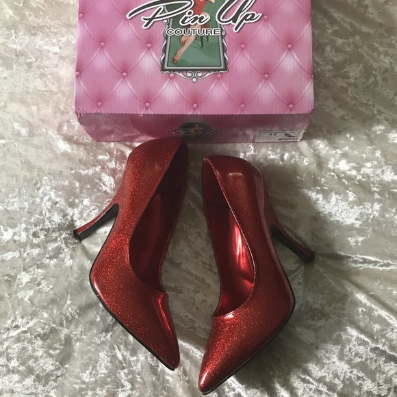 Sexy Red Glitter Patent Heels Pin Up Couture 11 - Picture 2 of 6